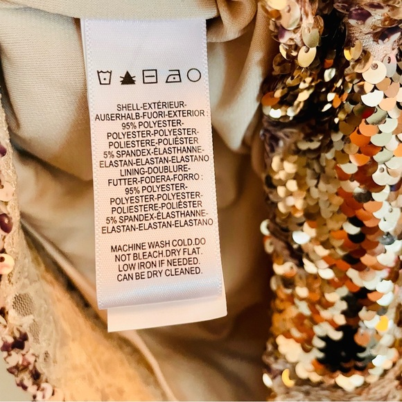 Dress The Population Lola Mini Sequin Stretch Dress in Python Gold size XXS - Picture 8 of 14